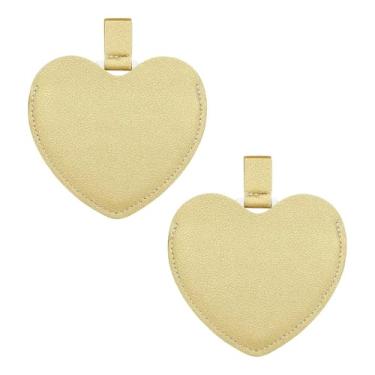 Imagem de Espelho compacto de coração, 2 peças, espelhos de maquiagem dobráveis portáteis para mulheres, meninas, crianças, viagens, escritório, presente de festival (9,7 cm x 8,5 cm)