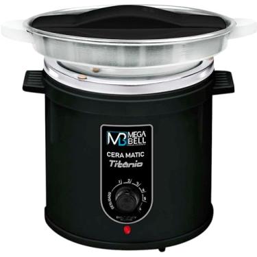 Imagem de Mega Bell, Panela aquecedora de cera para depilação, Termocera, Cera-Matic Titânio Luxo, Com refil, Bivolt, 1kg, Preta