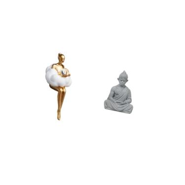 Imagem de Fenteer Escultura de Buda Wukong com Figura de Nuvem E Sol em Resina Estética, Estatueta de Arte Abstrata Criativa para Decoração de Escritório, Hotel, Pátio