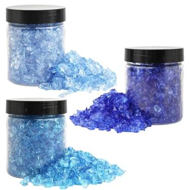 Imagem de LUMINFLY Cristais de vidro azul decorativos para artesanato, 3 pedras de mosaico, vidro triturado para vasos, aquários e arte de jardim