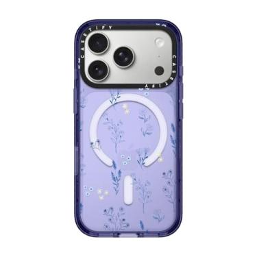 Imagem de CASETiFY Capa Impact para iPhone 17 Pro [fina/compatível com Magsafe/2,5 m. Proteção contra quedas de grau militar 4X] - Flores azuis pequenas - Azul macio