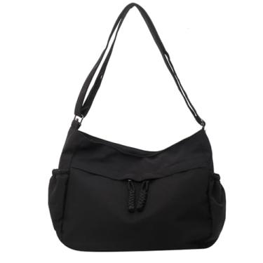 Imagem de Bolsas transversais modernas de lona para mulheres, bolsa crescente para uso diário, viagem, bolsa tiracolo, grande, bolsa universitária, Preto, One Size