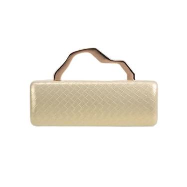 Imagem de MNBVUIW Bolsa feminina moderna de tecido para noite elegante de couro PU bolsa transversal para festa de formatura, Dourado