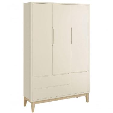 Imagem de Guarda-roupa Retrô 3 Portas Classic New Areia Fosco Com Natural - Moveisaqui