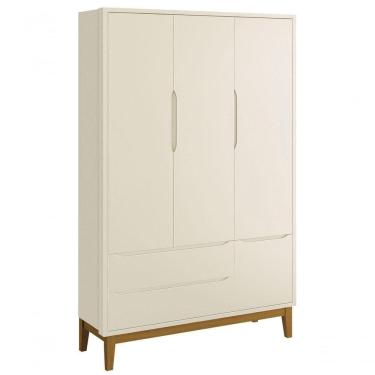 Imagem de Guarda-roupa Retrô 3 Portas Classic New Areia Fosco Com Madeira - Reller