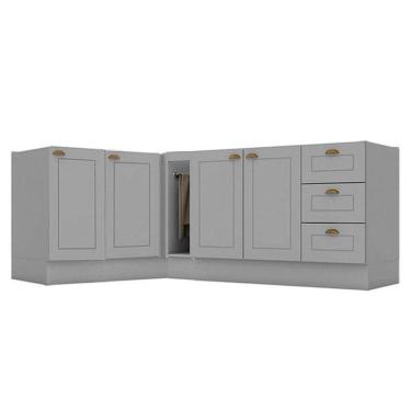 Imagem de Balcão Porta Toalha Com Canto Reto E Balcão Com 1 Porta E Balcão Para Pia Americana Cinza - Henn