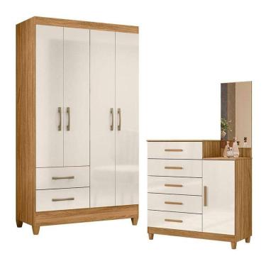 Imagem de Guarda Roupa Solteiro Chile E Cômoda Lisboa Freijó Off White - Moval