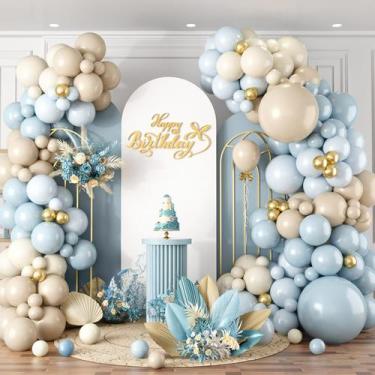 Imagem de Kit Balloon Arch Sowide Dusty Blue com azul claro e branco