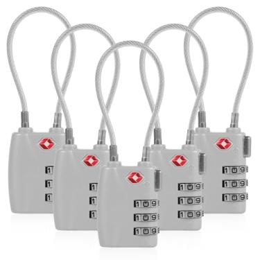 Imagem de 5 fechaduras de bagagem, liga de zinco, fechaduras de viagem, código reinicializável, 3 dígitos, cadeado de mala com combinação multiuso para mala de viagem, prata (prata, 5)