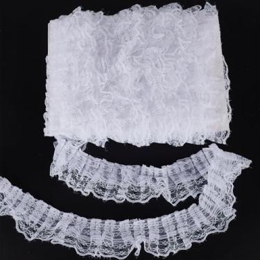 Imagem de letsinstyle 10 jardas 4,96 cm de organza plissado acabamento de renda plissada, borda de renda, fita de acabamento de babados, fitas de tecido de tule retrô para costurar, bolsa de vestir, decoração