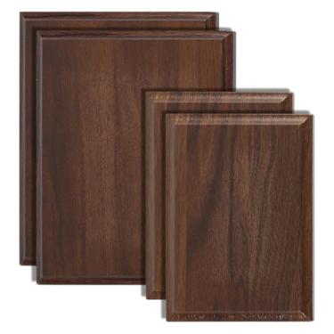 Imagem de OLYCRAFT 4 peças, 2 tamanhos, placas de prêmio em branco, placas de madeira personalizadas, placa em branco gravada, placa de troféu de madeira, placas de prêmio de artesanato com borda chanfrada para