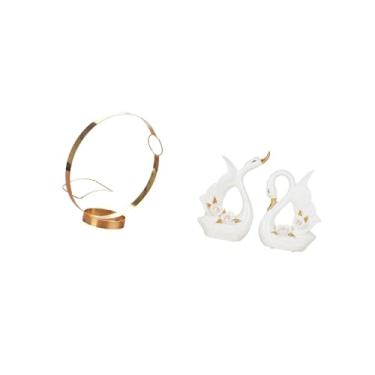 Imagem de Fenteer Elegante Organizador de Porta-vinhos de Metal E Suporte de Exibição de Estátua de Cisne para Garrafas de Bebidas Adultas, Estante, Armário, Decoração,