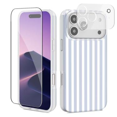 Imagem de GEQCDBN Capa protetora para celular compatível com iPhone 17 Pro, moderna, bonita, listrada, feminina, macia, fina, TPU (poliuretano termoplástico) à prova de choque, estética para mulheres e meninas