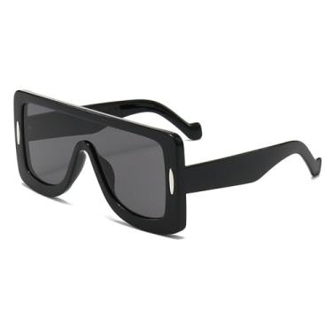 Imagem de Óculos de Sol UV400 - Estilo Punk com Armação Grande, Monobloco, para Homens e Mulheres, Ideal para Esportes ao Ar Livre, Corrida e Ciclismo, Preto