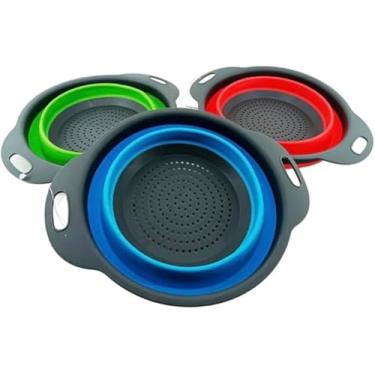 Imagem de Escorredor Retrátil Redondo de Silicone – Para Macarrão, Legumes e Alimentos, Dobrável, Cor Sortida