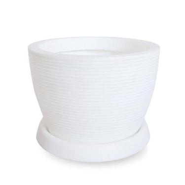 Imagem de Vaso De Planta + Prato Cônico Pilão Decorativo R30X40 Branco - Foster 