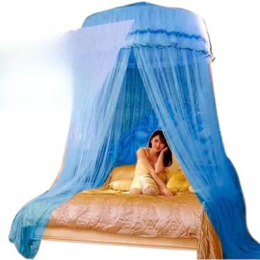 Imagem de Mosquiteiro de Teto Gigante Casal/Queen/King com Abertura Lateral 14m Tela Fina Anti-Inseto(Azul,Gigante c/abertura lateral)