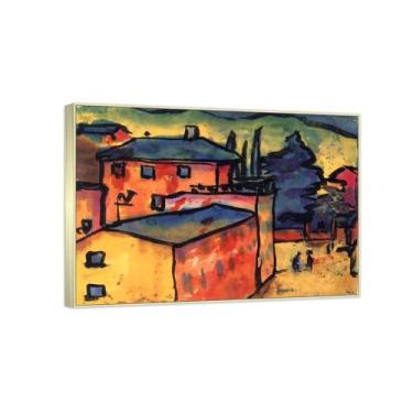 Imagem de RYLJCZ Pinturas famosas abstratas. Pôsteres e impressões de arte de Emil Nolde (casas). Reprodução em tela. Quadro decorativo para sala de estar. (40 x 56 cm (15,8 x 22,0 pol)/Molduras de champanhe)