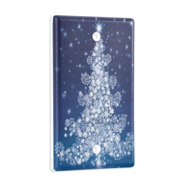Imagem de Blueangle Placa de parede decorativa em branco, tamanho padrão, flocos de neve de 1 gangue, capa de interruptor de árvore de Natal para quarto de escritório em casa, 4,53 x 2,76 polegadas (210)