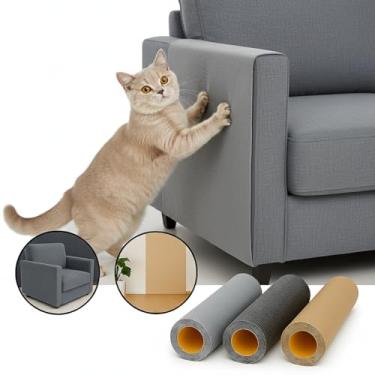 Imagem de Arranhador Carpete Adesivo Protetor Sofá Cama Premium (Cinza, 40cm x 1 Metro) (Cinza Claro)