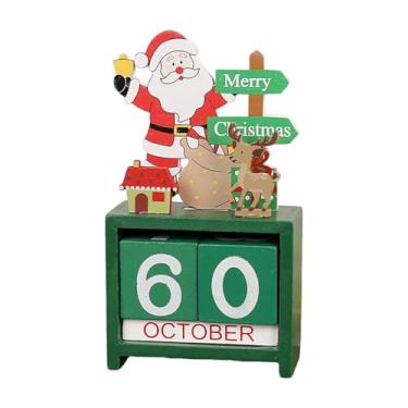 Imagem de predolo Calendário de Contagem Regressiva de Natal, de Mesa, Enfeite de Natal Rústico com Blocos Numéricos para Quarto, Escritório, Sala de Estar - Presentes, Style B