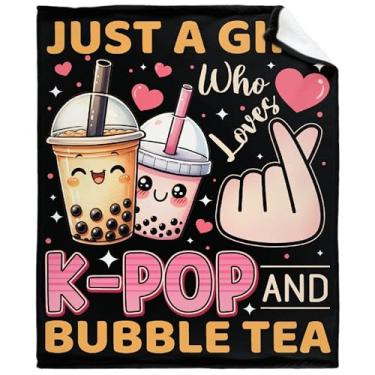 Imagem de Just A Girl Who Loves Bubble Tea Cobertor Super Macio Leve Confortável Colcha Fofa para Cama Sofá Todas as Estações Quente 152 cm x 127 cm Solteiro para Adolescentes
