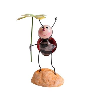 Imagem de Decoração de modelo joaninha no estilo pastoral criativa para sala estar estudo e janela escultura ferro artesanal com flores