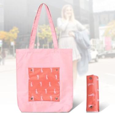 Imagem de Bolsa de ombro para compras, bolsa dobrável, reutilizável, resistente à água, para compras, viagens diárias (coelho)