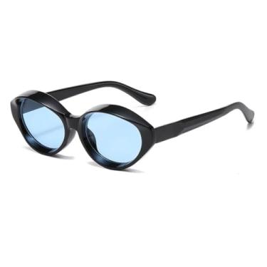Imagem de Óculos de Sol Redondos de Luxo Estilo Punk Vintage UV400 para Dirigir ao Ar Livre, Moda Popular para Homens e Mulheres (Preto-Azul)