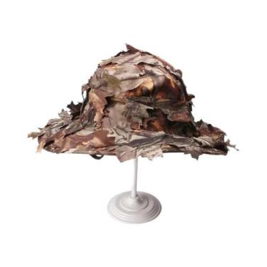 Imagem de Chapéu Tático Camuflado 3D Com Folhas Biônicas Para Proteção Solar Ao 