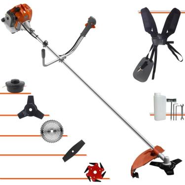 Imagem de Roçadeira Tekna RL520ACN-TK À Gasolina 2T 52cc 2HP 9.000rpm Profissional e de Alta Performance Com Carretel de Nylon e Kit 4 Lâminas de Cortes