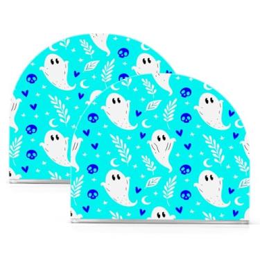 Imagem de Wassud Porta-guardanapos acrílico fantasmas com caveiras, dispensador de guardanapos de papel moderno em forma de U para mesa, cozinha, sala de jantar, bancada 2 peças (comporta 50-60 guardanapos)