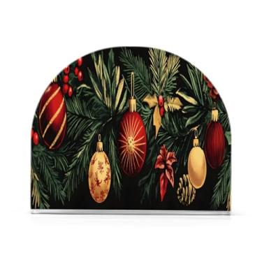 Imagem de xigua Suporte de guardanapo de bola de decoração de Natal para mesas, porta-guardanapos de papel de placa acrílica elegante, dispensador de papel de seda independente moderno para sala de jantar, sala