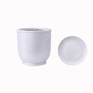 Imagem de uhyOHF Vaso de flores carnudas de cerâmica prata grão rachado alto para cacto doméstico recipiente suculenta para berçário, casa, jardim, escritório, decoração de mesa (