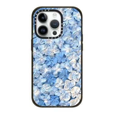 Imagem de CASETiFY Capa Impact para iPhone 14 Pro [proteção contra quedas de grau militar de 2,5 m 4X/compatível com Magsafe] - Hortênsia azul - preto transparente