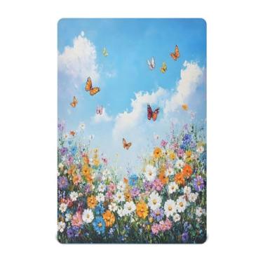 Imagem de STAYTOP Lençol de berço colorido com lindas flores silvestres para meninos e meninas, lençol com elástico para berço padrão e colchão infantil, de microfibra supermacia, 99 × 69 × 5 cm