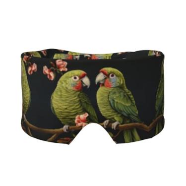 Imagem de Máscara para dormir com estampa de papagaios e orelhas para dormir com estampa de papagaios, respirável, ajustável, blecaute, venda, confortável