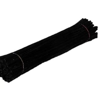 Imagem de YOUTHINK 100 Peças de Limpadores de Cachimbo Flexíveis de Poliéster Hastes de Chenille para Artesanato DIY e Atividades de Educação Infantil (Preto)