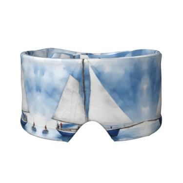 Imagem de Blue Sailboat 1 máscara para dormir para olhos e orelhas, respirável, ajustável, blecaute, venda, confortável