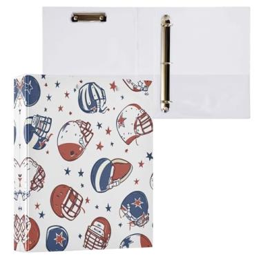 Imagem de STAYTOP Organizador de fichário redondo de bola e capacete de futebol americano, fichário de 3 anéis com prancheta (carta A4), fichário fofo para material de escritório escolar