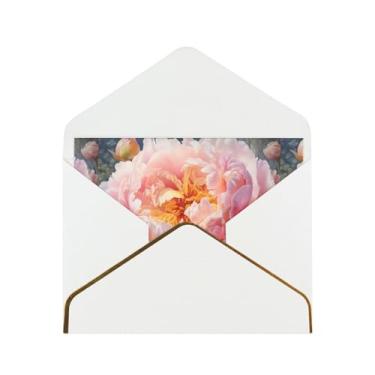 Imagem de SKKNT Cartões comemorativos com estampa de peônia de jardim para todas as ocasiões, convites de festa de aniversário de casamento, 12,7 x 15,2 cm