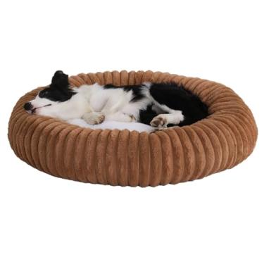 Imagem de Cama grande para cães - Cama ortopédica redonda e relaxante para animais de estimação, camas em forma de rosca para gatos de tamanho médio para aliviar a ansiedade(Coffee,19.in)