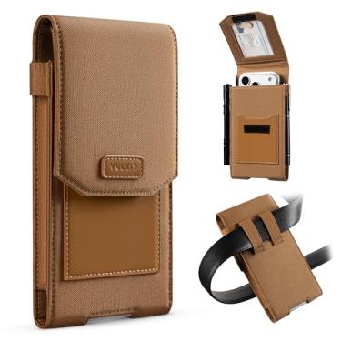 Imagem de VULKIT Coldre para celular compatível com iPhone Series, série Galaxy, Moto, ajuste universal, com janela de identificação e compartimento para caneta, suporte de cinto de telefone de nylon resistente