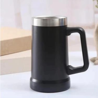 Imagem de Caneca Térmica Chopp Cerveja 710ml - Camada Dupla Em Inox 304, Mantém Bebidas Frias/Quentes, Anti-Vazamento Ideal para Churrasco e Bar(PRETO)