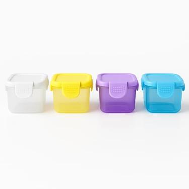 Imagem de Kit 4 Potes Herméticos 55 ml para Lanche e Papinha Mini Potinhos BPA-Free com Tampa Antivazamento Freezer, Micro-ondas e Lava-Louças Para Bebês, Lancheira, Viagens e Organização