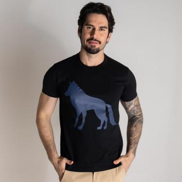 Imagem de Camiseta Acostamento Preta Com Estampa Azul Navy-Masculino