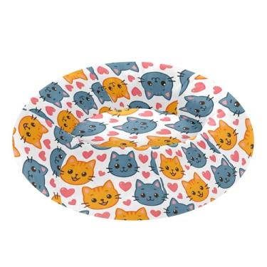 Imagem de SEHANY Cama de cachorro com estampa de gatos fofos, removível e lavável, pequena, redonda para gatos, cama fofa super macia para animais de estimação com fundo antiderrapante para cães pequenos e
