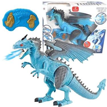 Imagem de Dragão Azul Controle Remoto Luz Som E Solta Fumaça - Castela