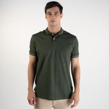 Imagem de Camisa Polo Acostamento Piquet Frisos Verde Militar-Masculino