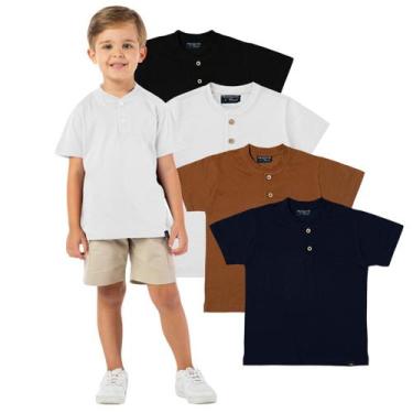 Imagem de Camiseta Polo Infantil Menino Algodão Branca Sem Gola - VRASALON, 14, 